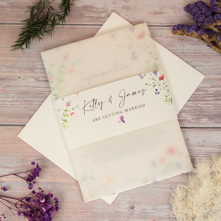 Watercolour Wildflower Vellum Wrapped Invitation Bundle