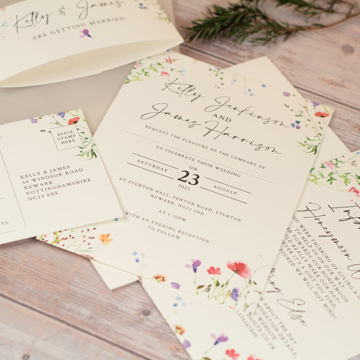 Watercolour Wildflower Vellum Wrapped Invitation Bundle