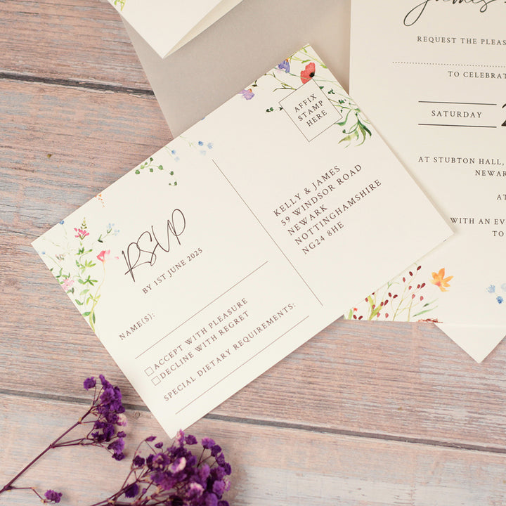 Watercolour Wildflower Vellum Wrapped Invitation Bundle