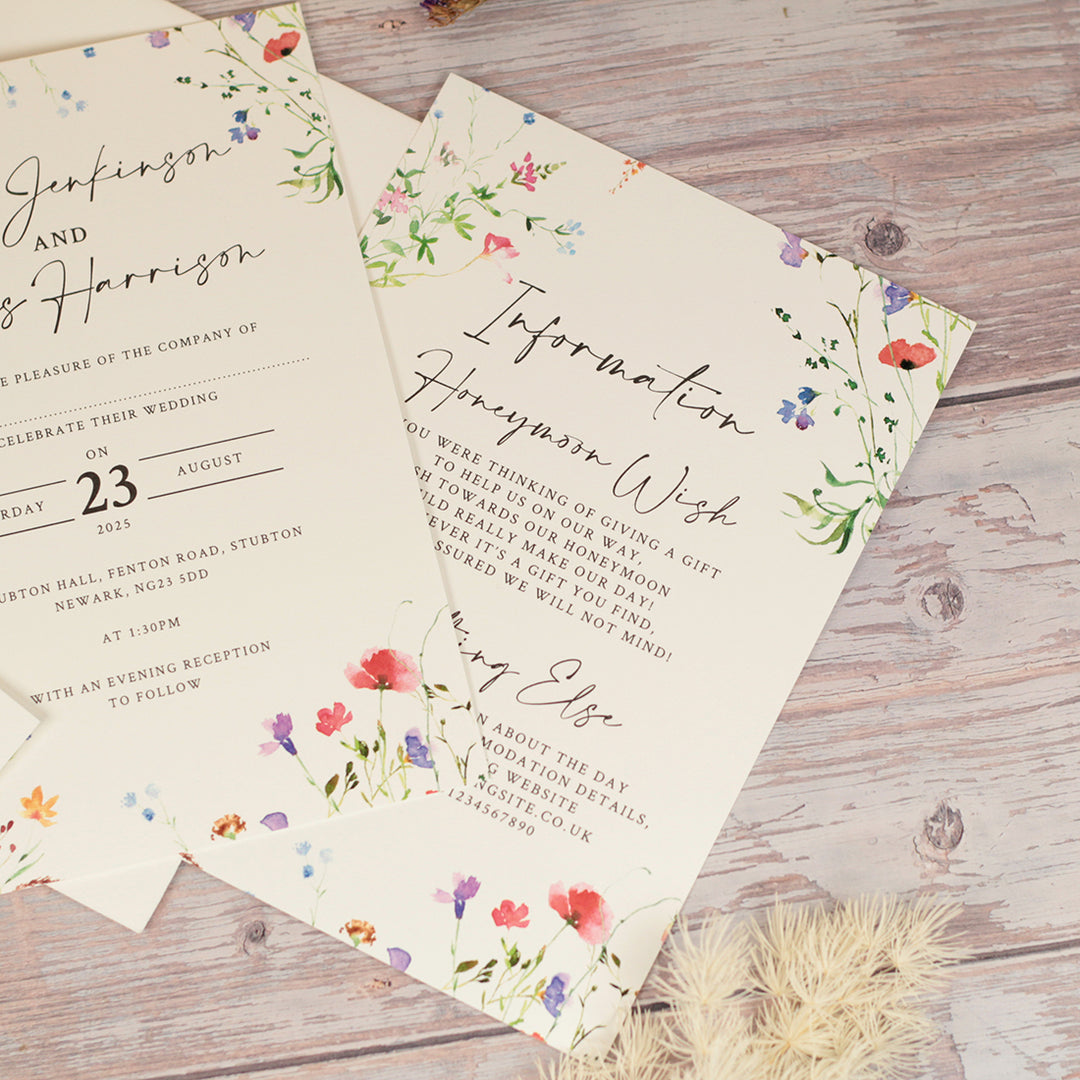 Watercolour Wildflower Vellum Wrapped Invitation Bundle