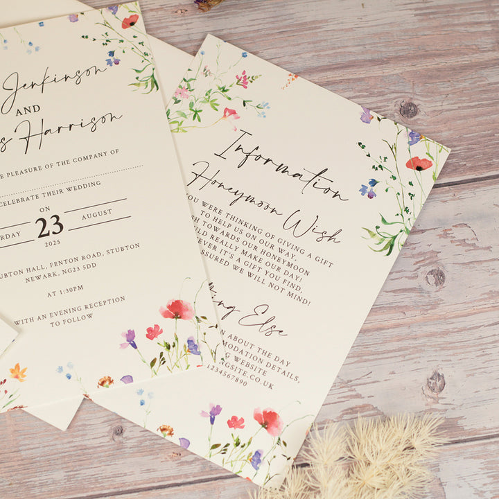 Watercolour Wildflower Vellum Wrapped Invitation Bundle