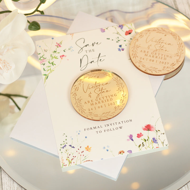 Watercolour Wildflower Wedding Save The Date Magnet