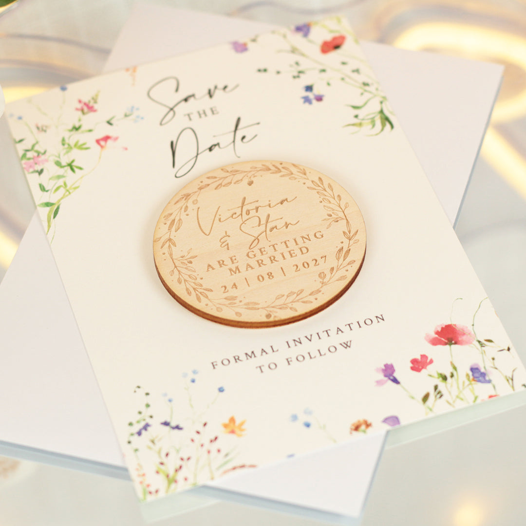 Watercolour Wildflower Wedding Save The Date Magnet