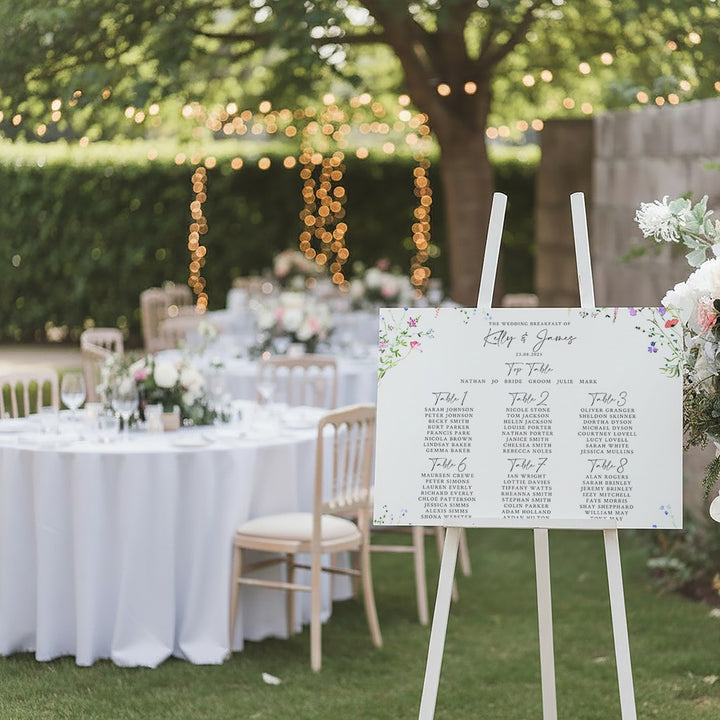 Watercolour Wildflower Wedding Table Seating Plan