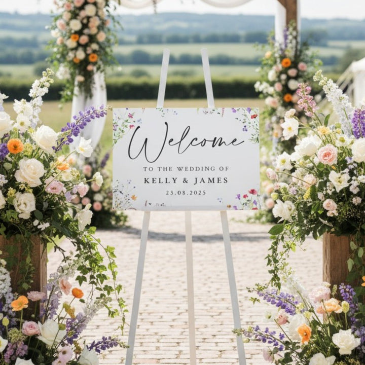 Watercolour Wildflowers Welcome to Our Wedding Sign