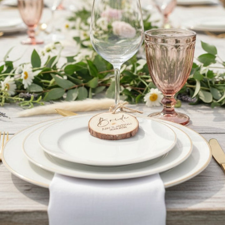 Wood Slice Place Setting Favour