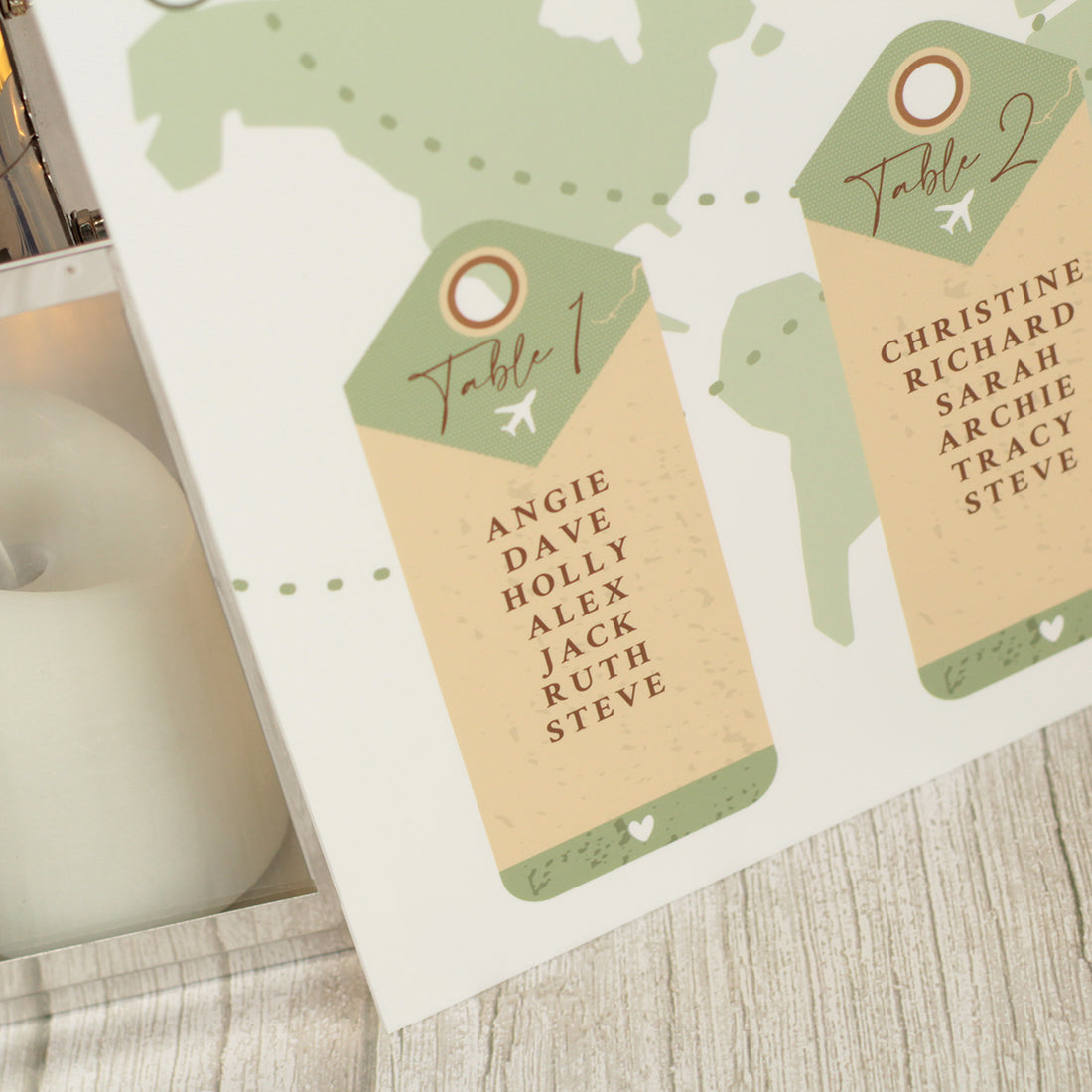 World Map Destination Wedding Acrylic Table Plan