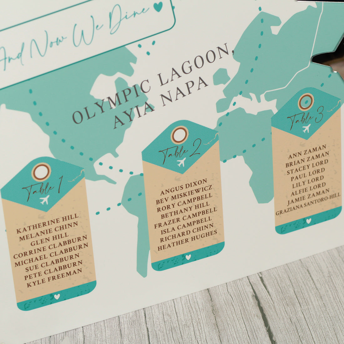 World Map Destination Wedding Luggage Tag Acrylic Table Plan