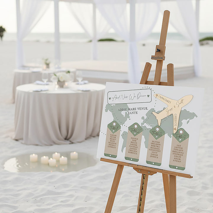 World Map Destination Wedding Luggage Tag Acrylic Table Plan