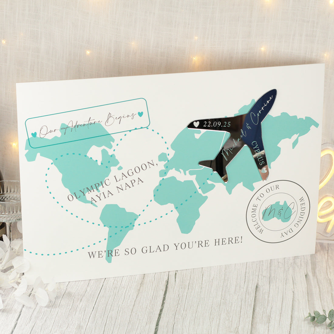 Destination World Map Welcome to Our Wedding Acrylic Sign