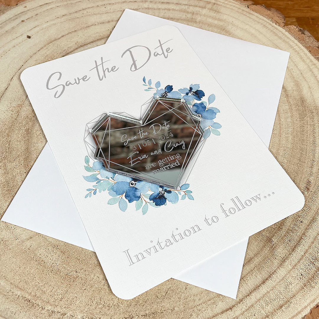 Geometric Floral Heart Save The Date Magnet-Weddings by Lumi