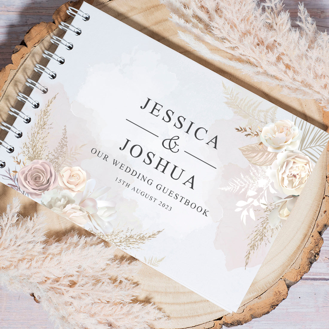 Blush Flowers Wedding Guest Book-Weddings by Lumi