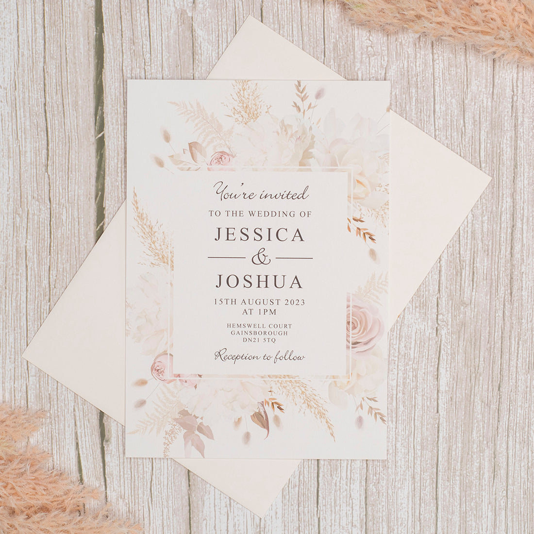 Blush Flowers Invitation Sample-Weddings by Lumi