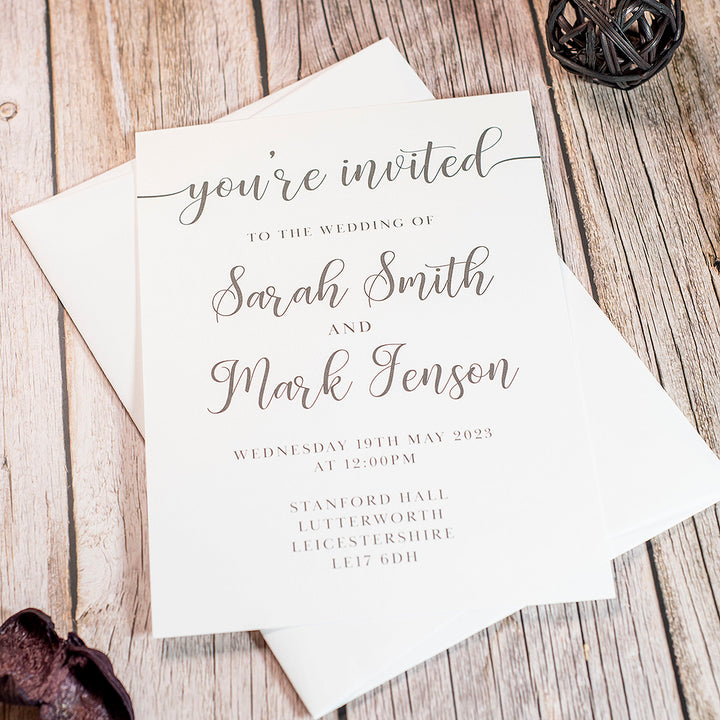 Classic Script A5 Postcard Invitation-Weddings by Lumi