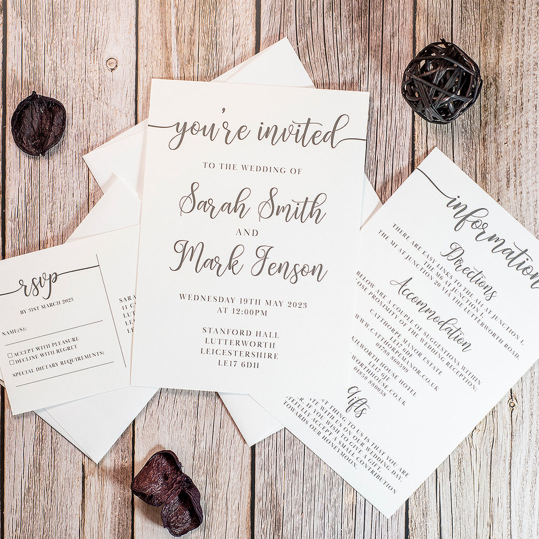Classic Script A5 Postcard Invitation-Weddings by Lumi