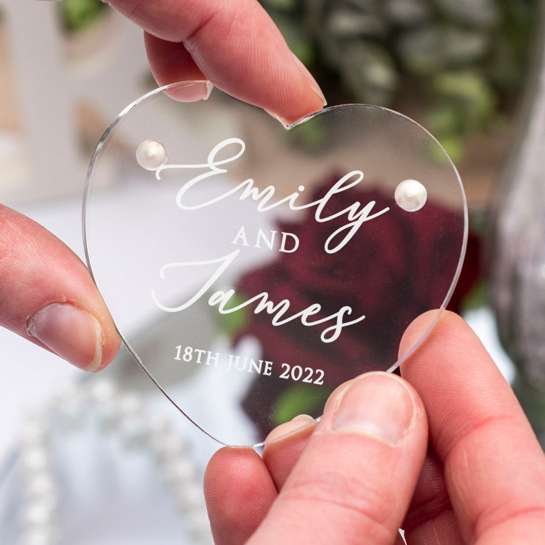 Classic Acrylic Heart Wedding Ring Box-Weddings by Lumi