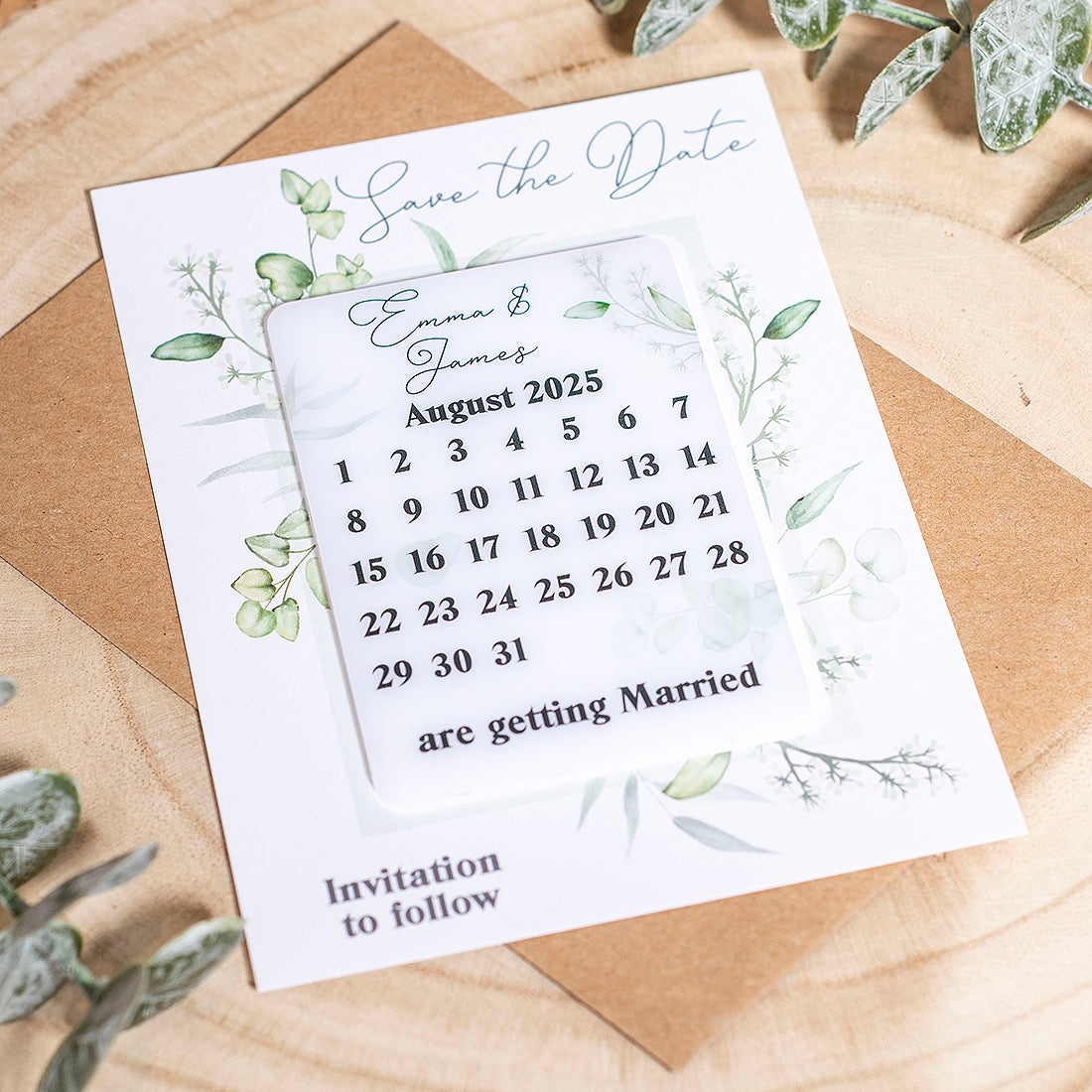 Eucalyptus Calendar Wedding Save The Date Magnet-Weddings by Lumi