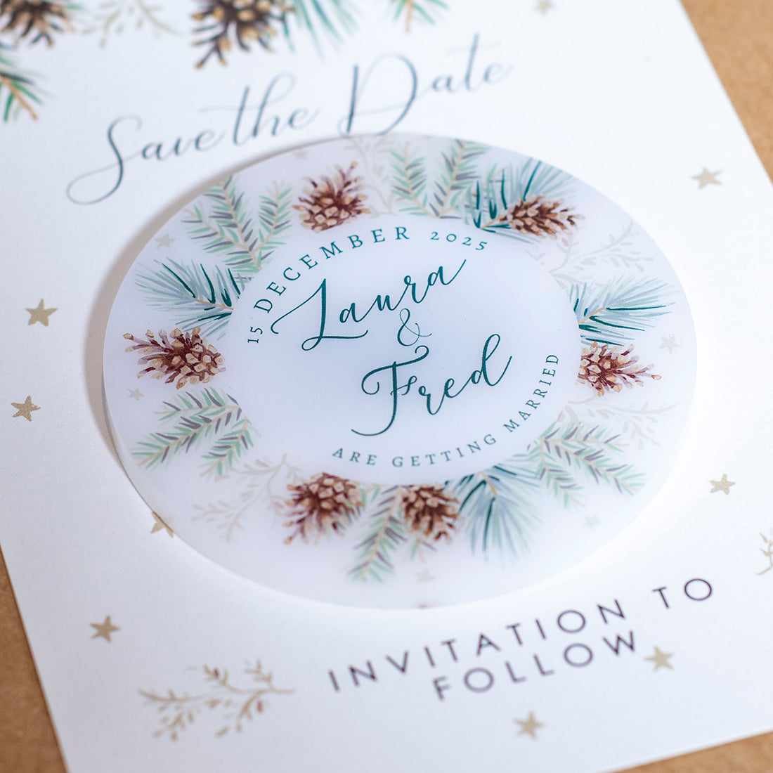 Winter Fern Acrylic Wedding Save The Date Magnet-Weddings by Lumi