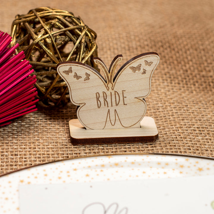 Wooden Butterfly Freestanding Wedding Place Settings-Weddings by Lumi