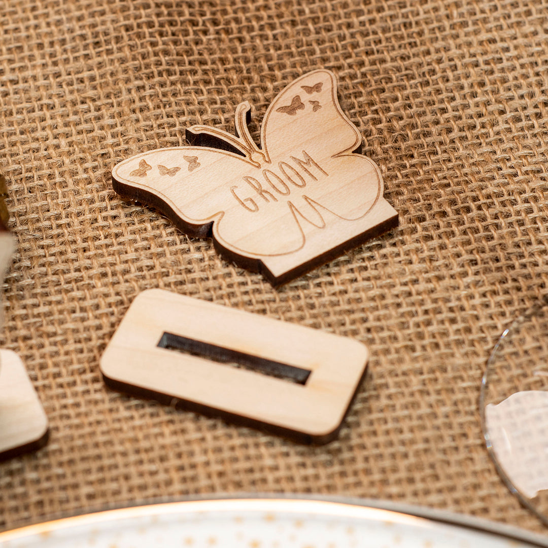 Wooden Butterfly Freestanding Wedding Place Settings-Weddings by Lumi