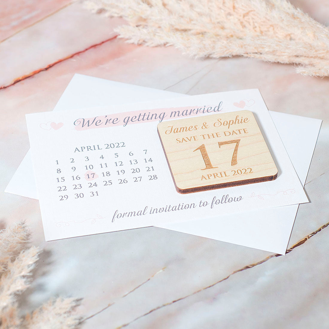 Engraved Calendar Wooden Wedding Save The Date Magnet-Weddings by Lumi