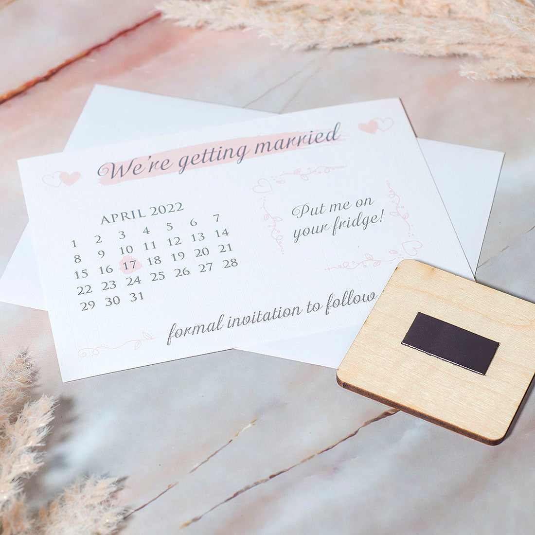 Engraved Calendar Wooden Wedding Save The Date Magnet-Weddings by Lumi