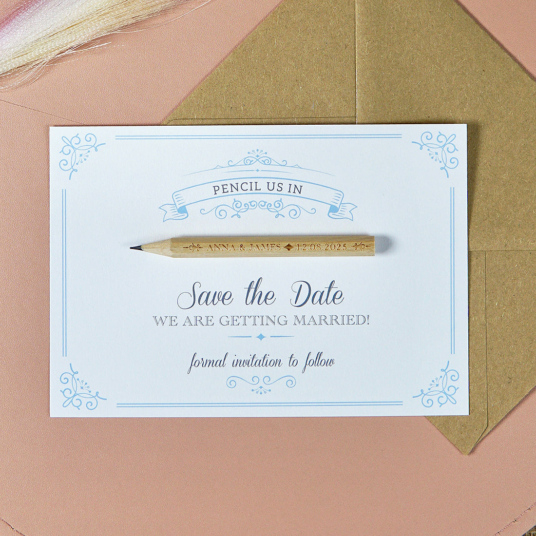 Elegance Pencil Us In Wedding Save The Date Pencils & Cards-Weddings by Lumi
