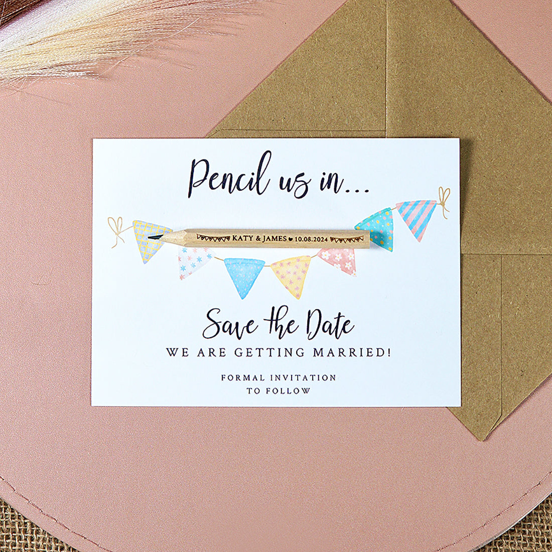 Bunting Pencil Us In Wedding Save The Date Pencils & Cards-Weddings by Lumi