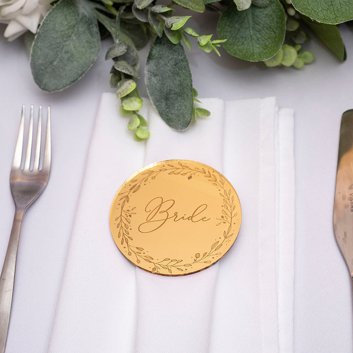 Botanical Circle Mirror or Matte Acrylic Wedding Place Setting-Weddings by Lumi