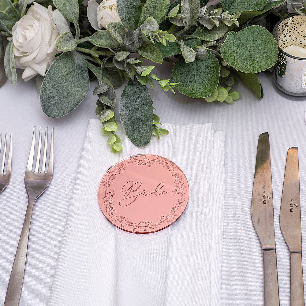 Botanical Circle Mirror or Matte Acrylic Wedding Place Setting-Weddings by Lumi