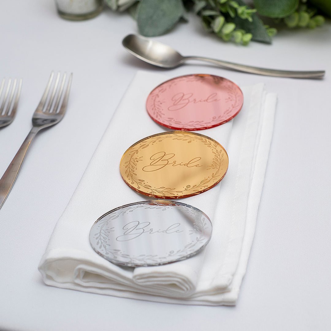 Botanical Circle Mirror or Matte Acrylic Wedding Place Setting-Weddings by Lumi