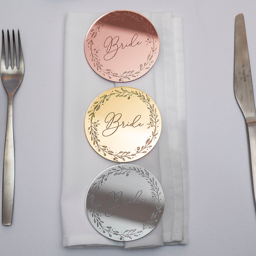 Botanical Circle Mirror or Matte Acrylic Wedding Place Setting-Weddings by Lumi