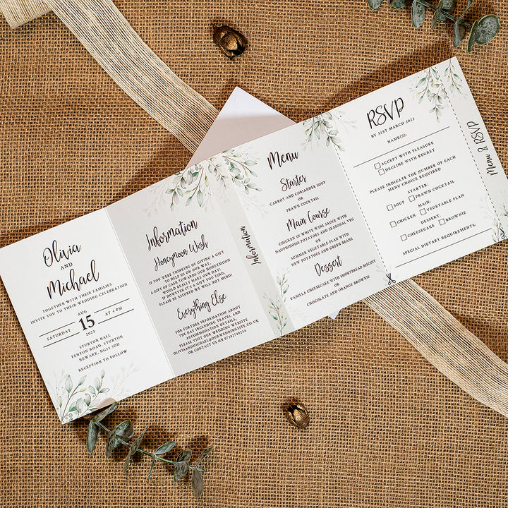 Botanical Wreath Concertina Wedding Invitation-Weddings by Lumi