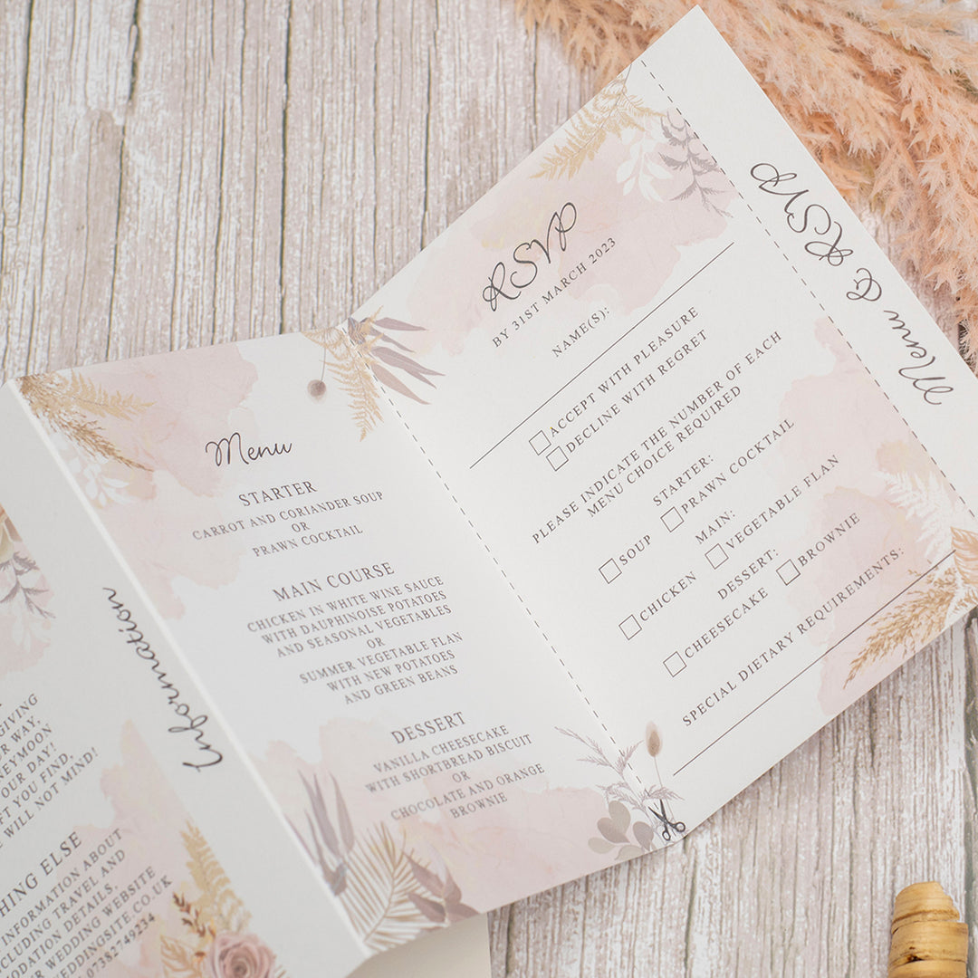 Blush Flowers Concertina Wedding Invitation-Weddings by Lumi