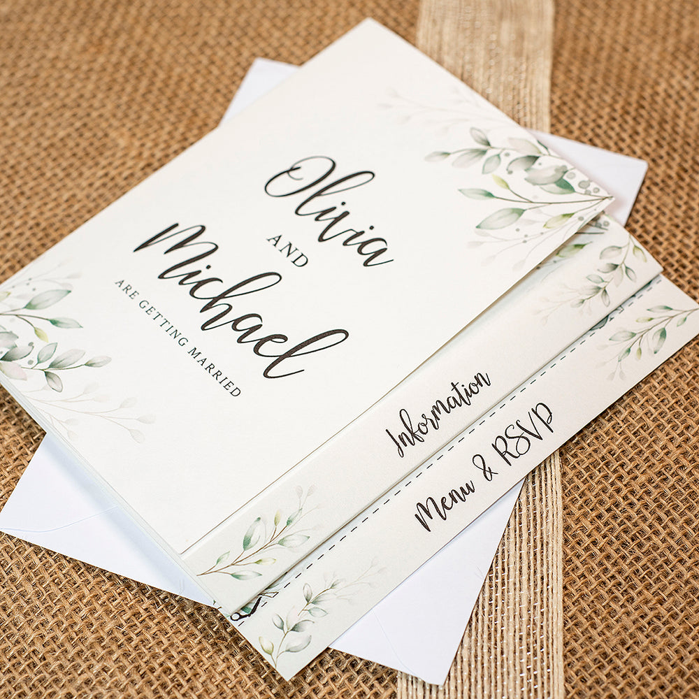 Botanical Wreath Concertina Wedding Invitation-Weddings by Lumi