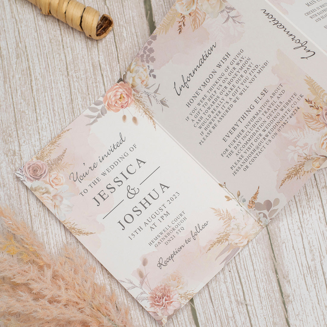 Blush Flowers Concertina Wedding Invitation-Weddings by Lumi