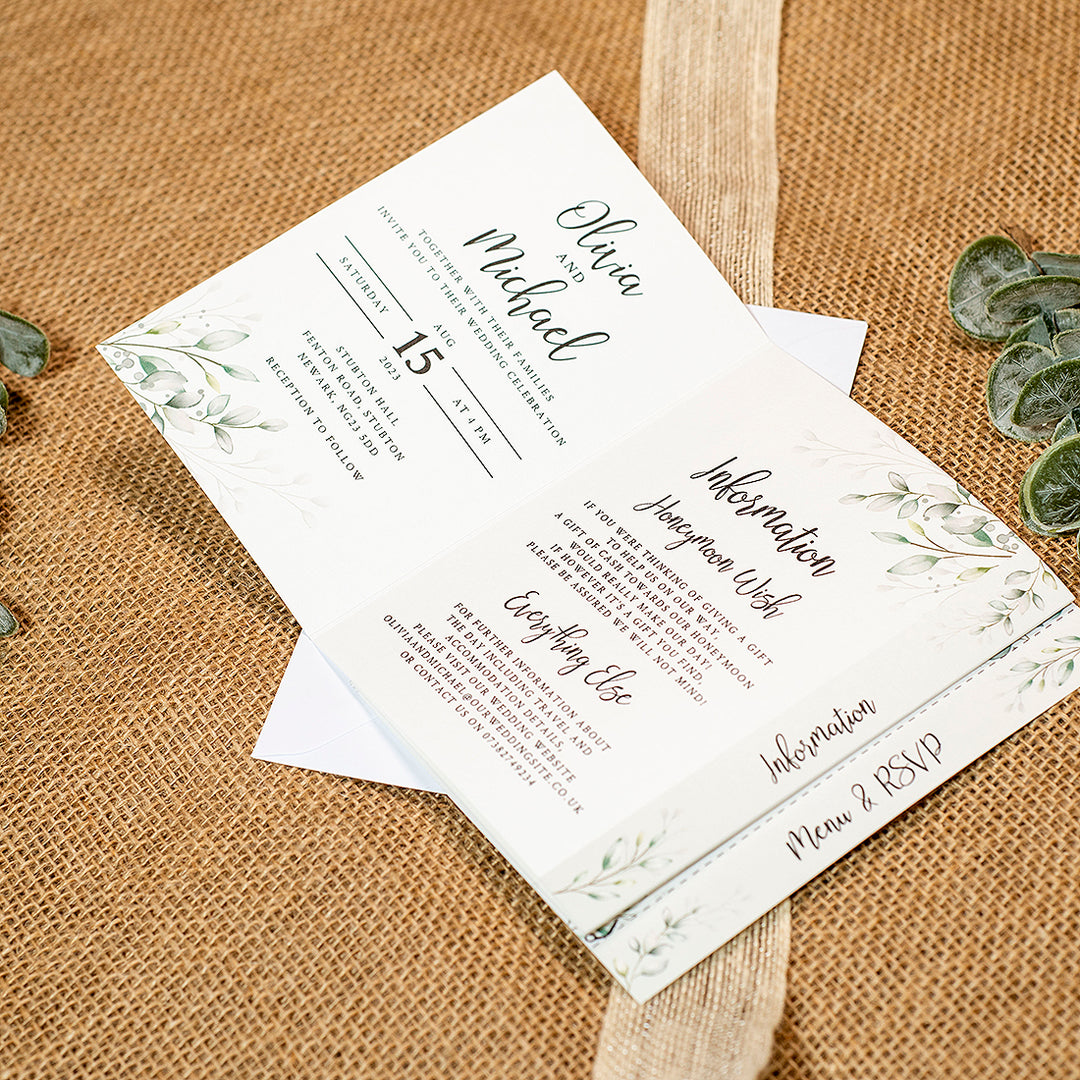 Botanical Wreath Concertina Wedding Invitation-Weddings by Lumi