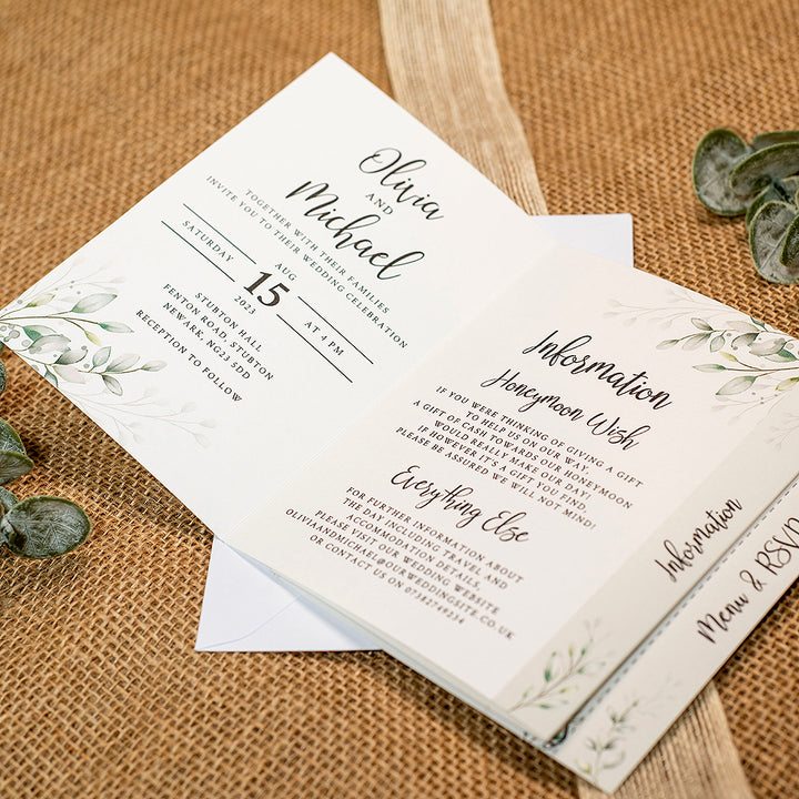 Botanical Wreath Concertina Wedding Invitation-Weddings by Lumi