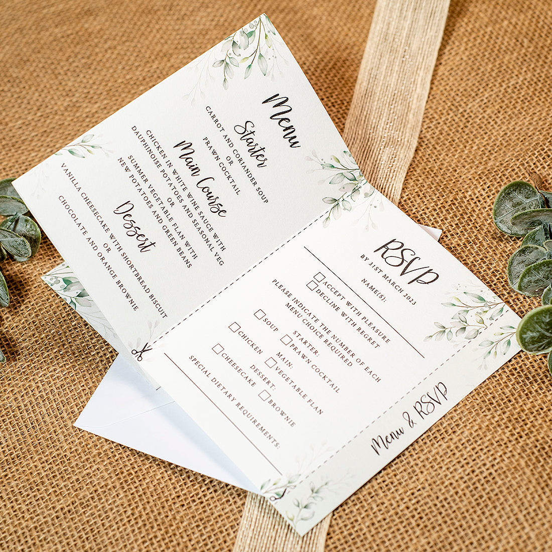 Botanical Wreath Concertina Wedding Invitation-Weddings by Lumi