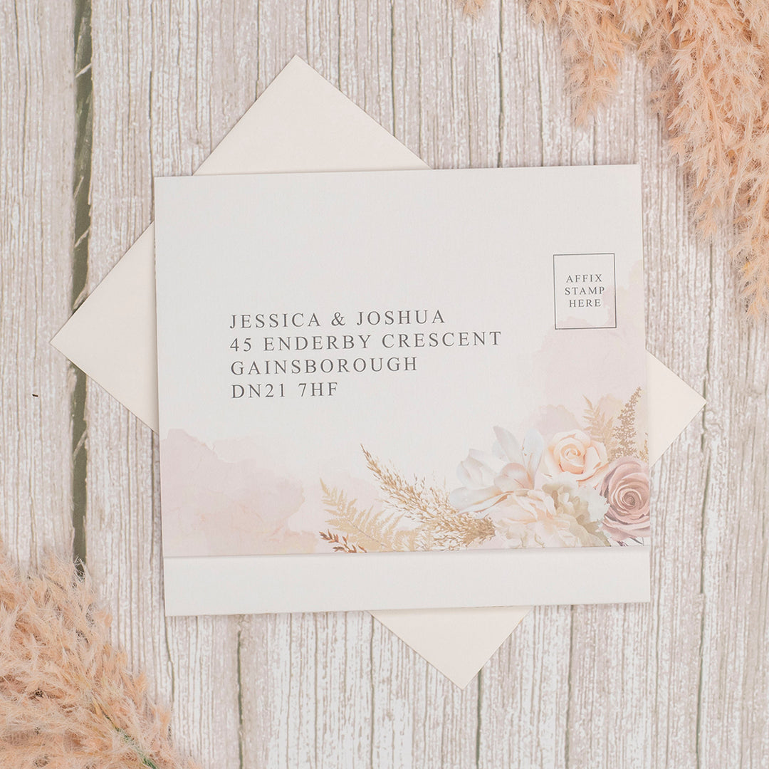 Blush Flowers Concertina Wedding Invitation-Weddings by Lumi