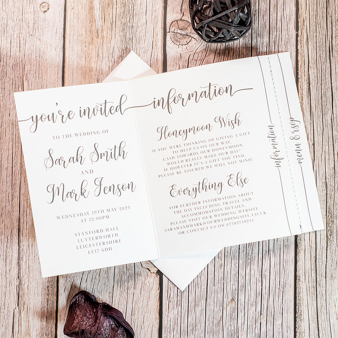 Classic Script Concertina Wedding Invitation – Weddings by Lumi