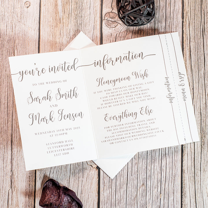 Classic Script Concertina Wedding Invitation-Weddings by Lumi