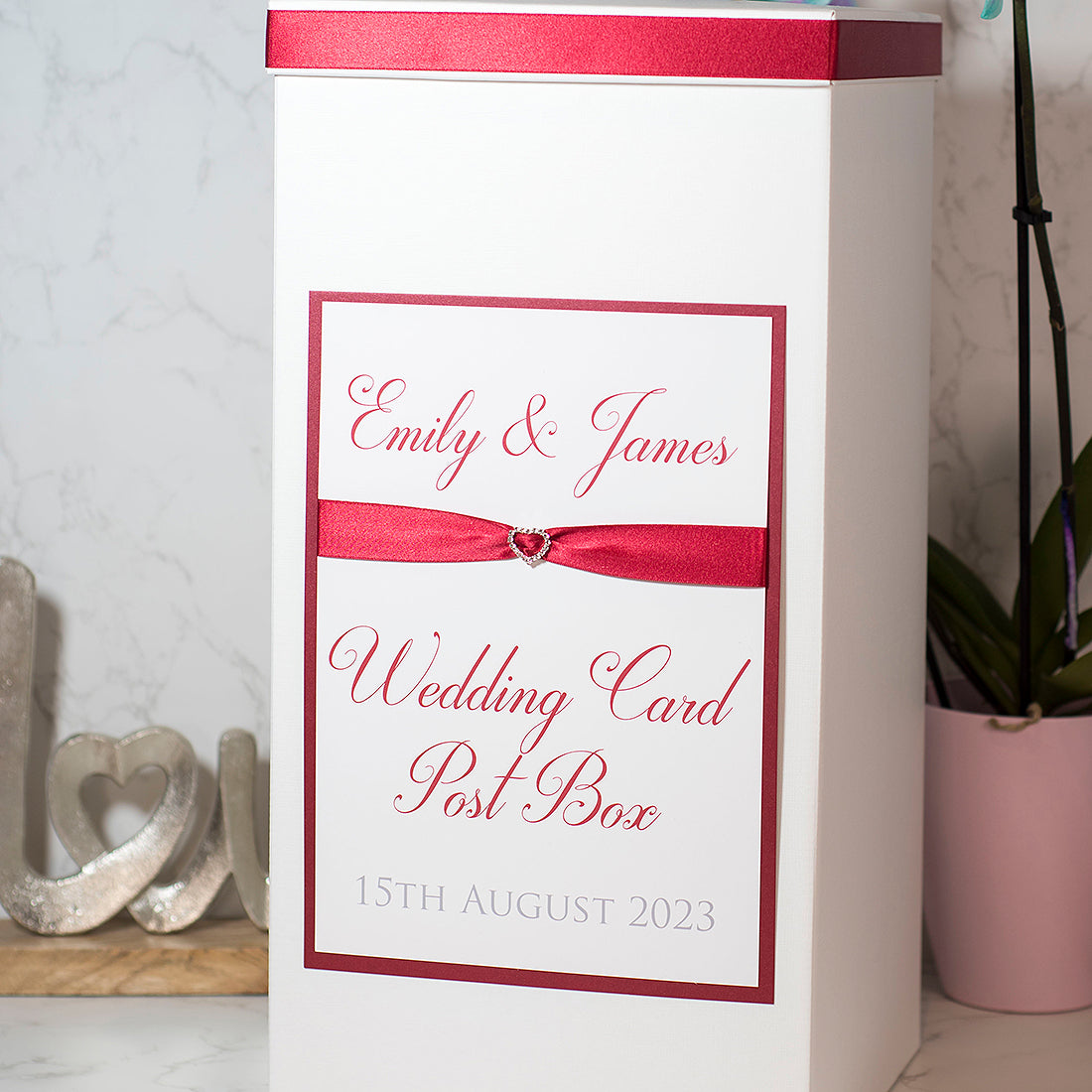Crystal Diamante Heart Wedding Card Post Box-Weddings by Lumi