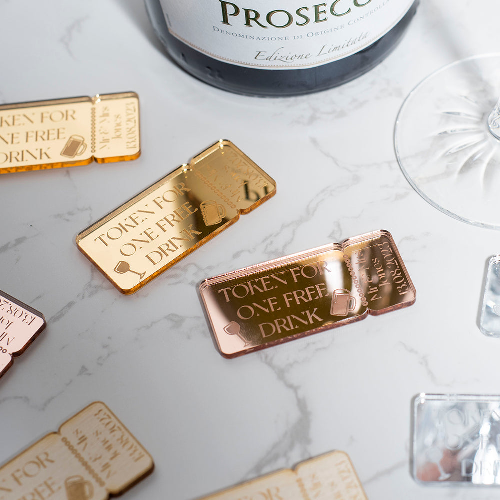 Retro Ticket Wedding Favour Drinks Tokens-Weddings by Lumi