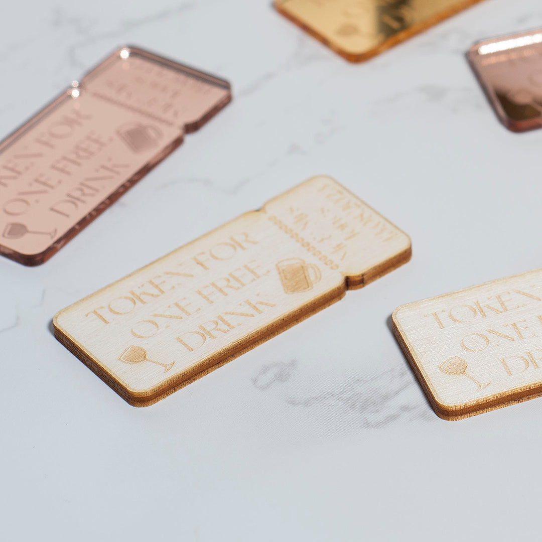 Retro Ticket Wedding Favour Drinks Tokens-Weddings by Lumi