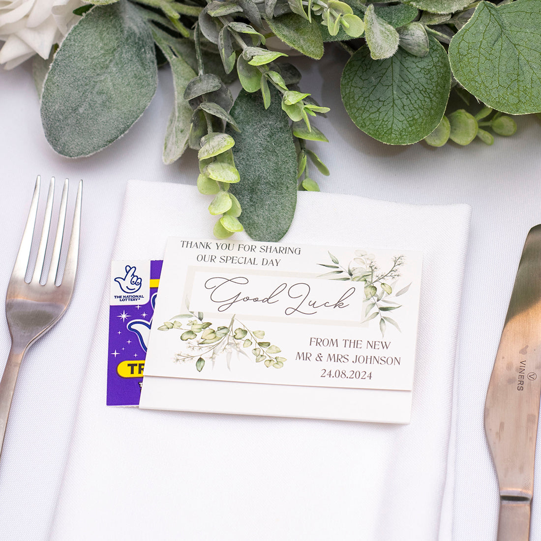 Eucalyptus Lottery Ticket Scratch Card Wallet Wedding Favours-Weddings by Lumi