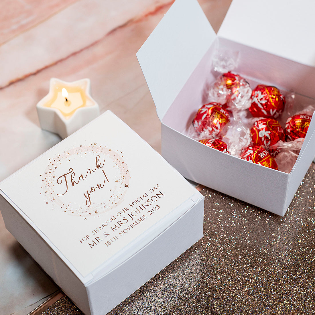 Sparkly Circle Favour Box-Weddings by Lumi