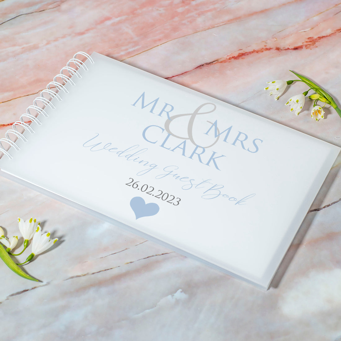 Frosted Acrylic Mr & Mrs Wedding Guest Book-Weddings by Lumi