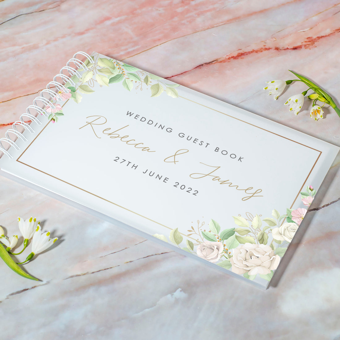 Frosted Acrylic Watercolour Flowers Wedding Guest Book-Weddings by Lumi
