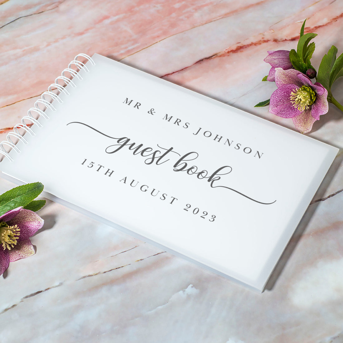 Frosted Acrylic Classic Script Wedding Guest Book-Weddings by Lumi